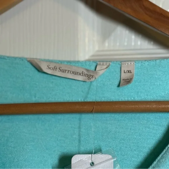 Soft Surroundings Aqua Blue Knit Top Size L/XL - Picture 4 of 11